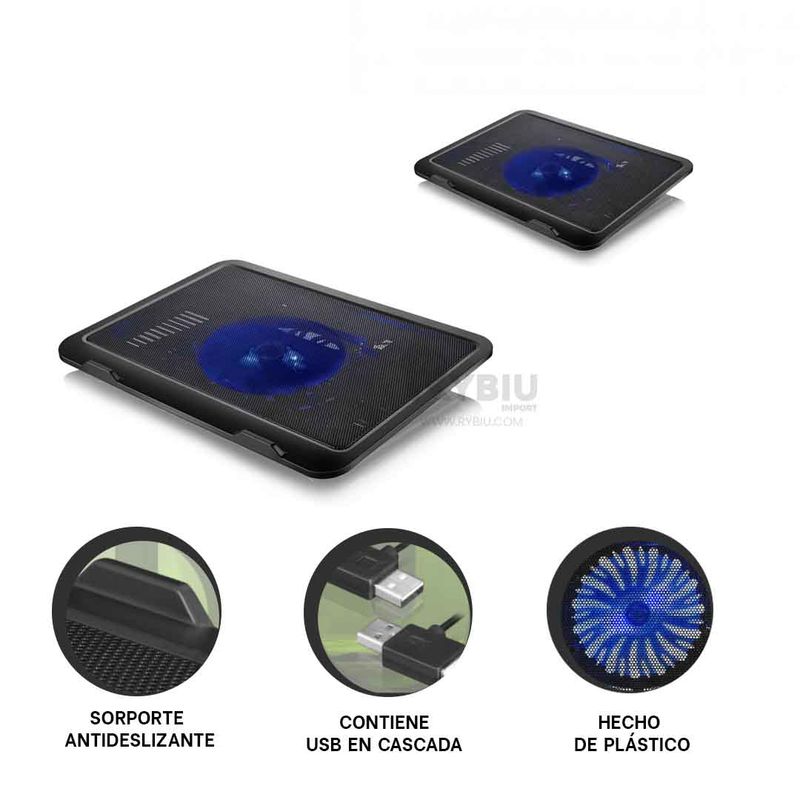 RYBIU IMPORT - Ventilador Cruiser de Pc Negro Y+Regalo Ligas para Peinar