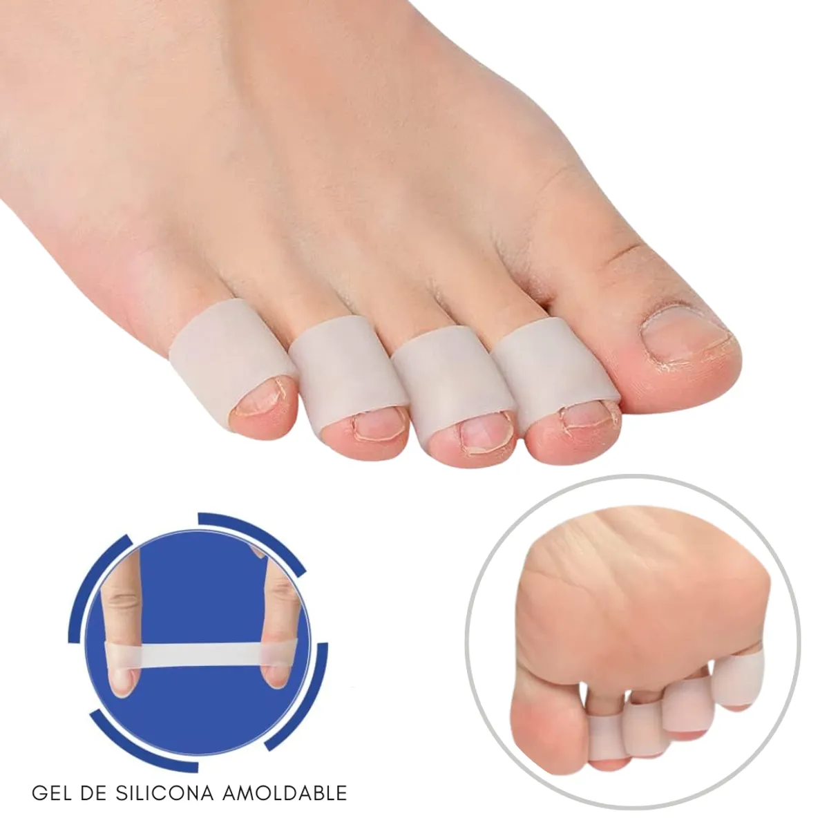 GENERICO - Almohadilla gel suave para dedos pie tubitos x4und