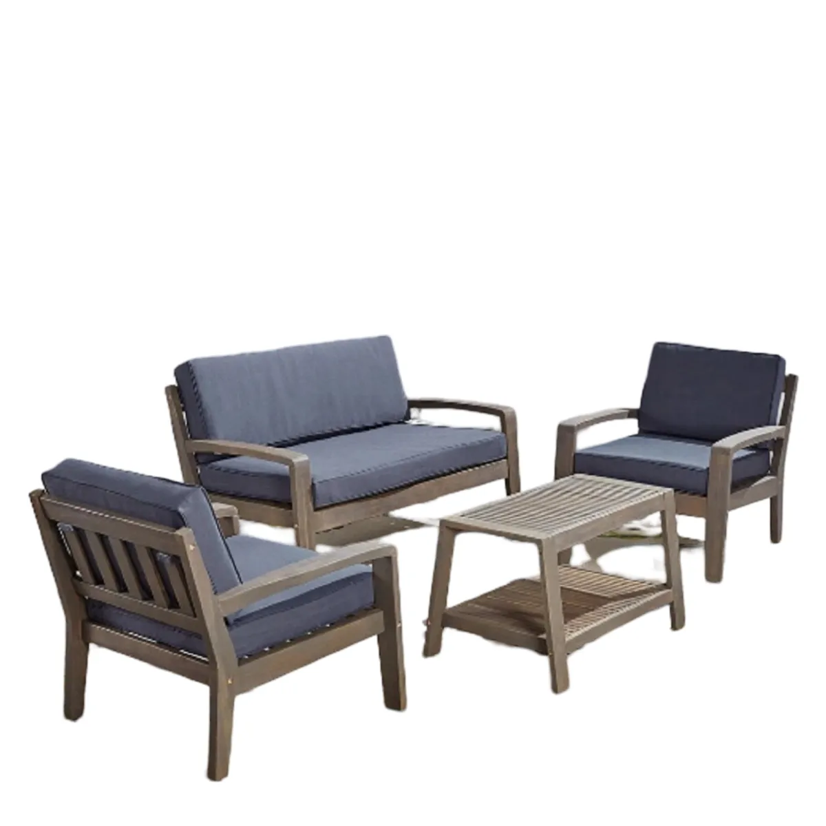 DMUEBLES - DM Juego de Sala para Terraza o Jardín con 2-1-1 cuerpos + Mesa de Centro - Gris