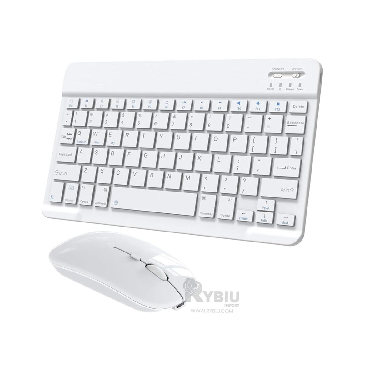 RYBIU IMPORT - Set Portatil Mouse y Teclado Tono Blanco Y+Gift MiniAgenda