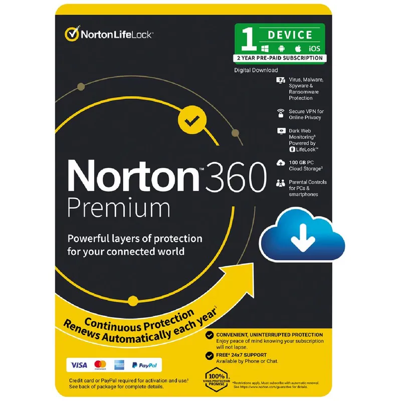 NORTON - Antivirus Norton 360 Premium 1 Dispositivo 1 año