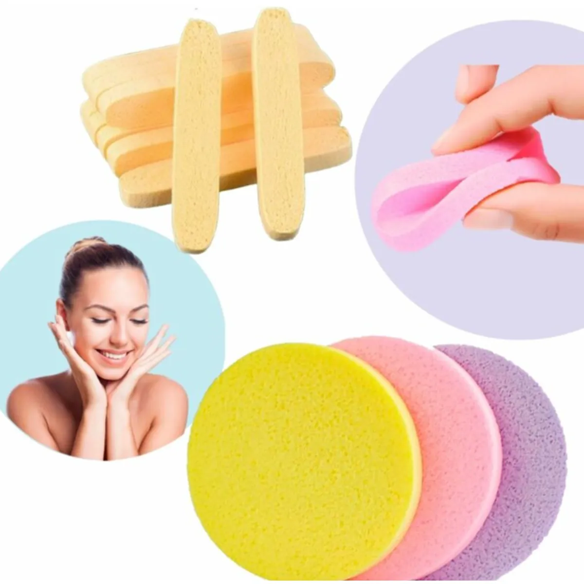 GENERICO - Esponja Comprimida Limpieza Facial, Desmaquillante 12 Und