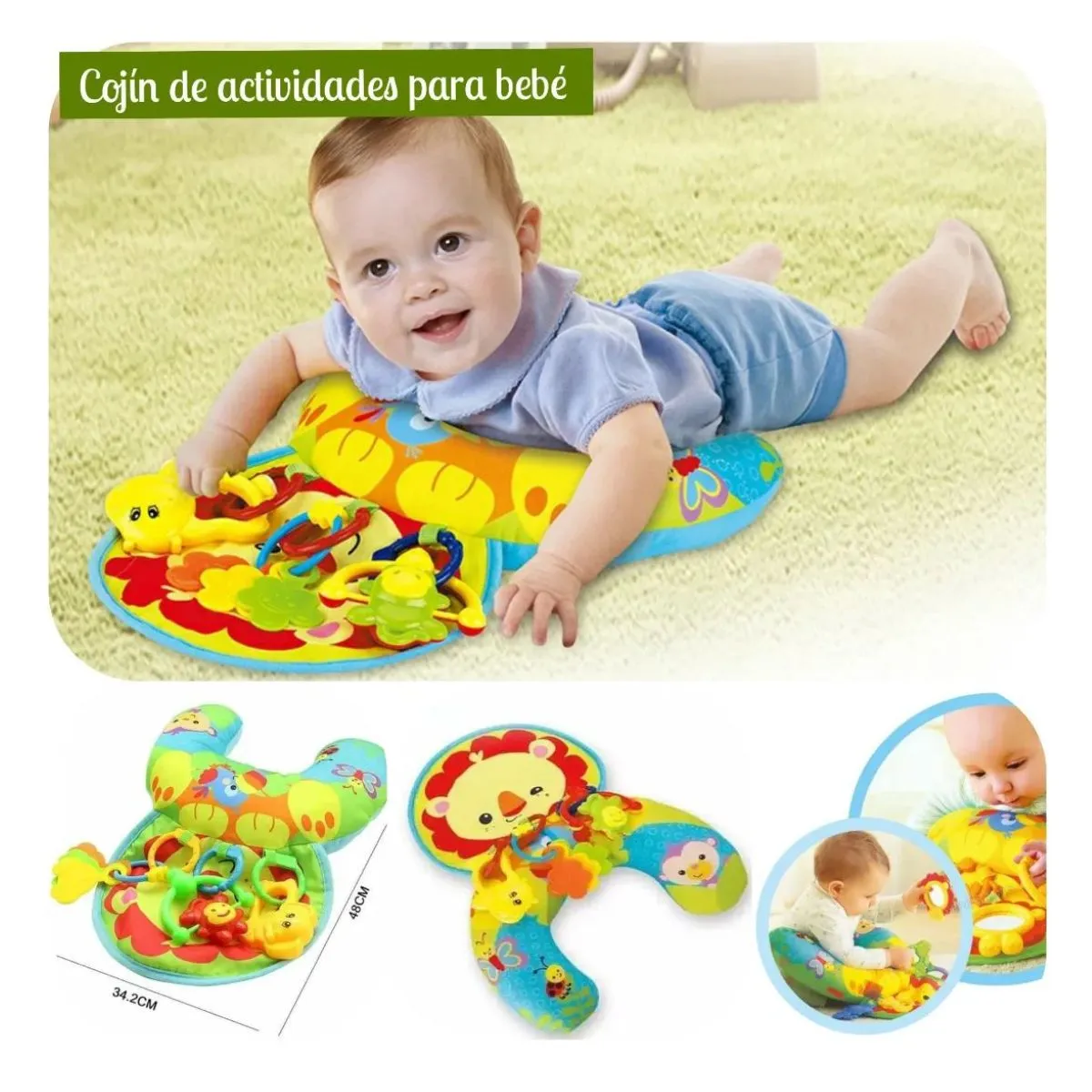 MEYING - Cojin de Estimulacion Para Gateo Del Bebe Con Sonajeros