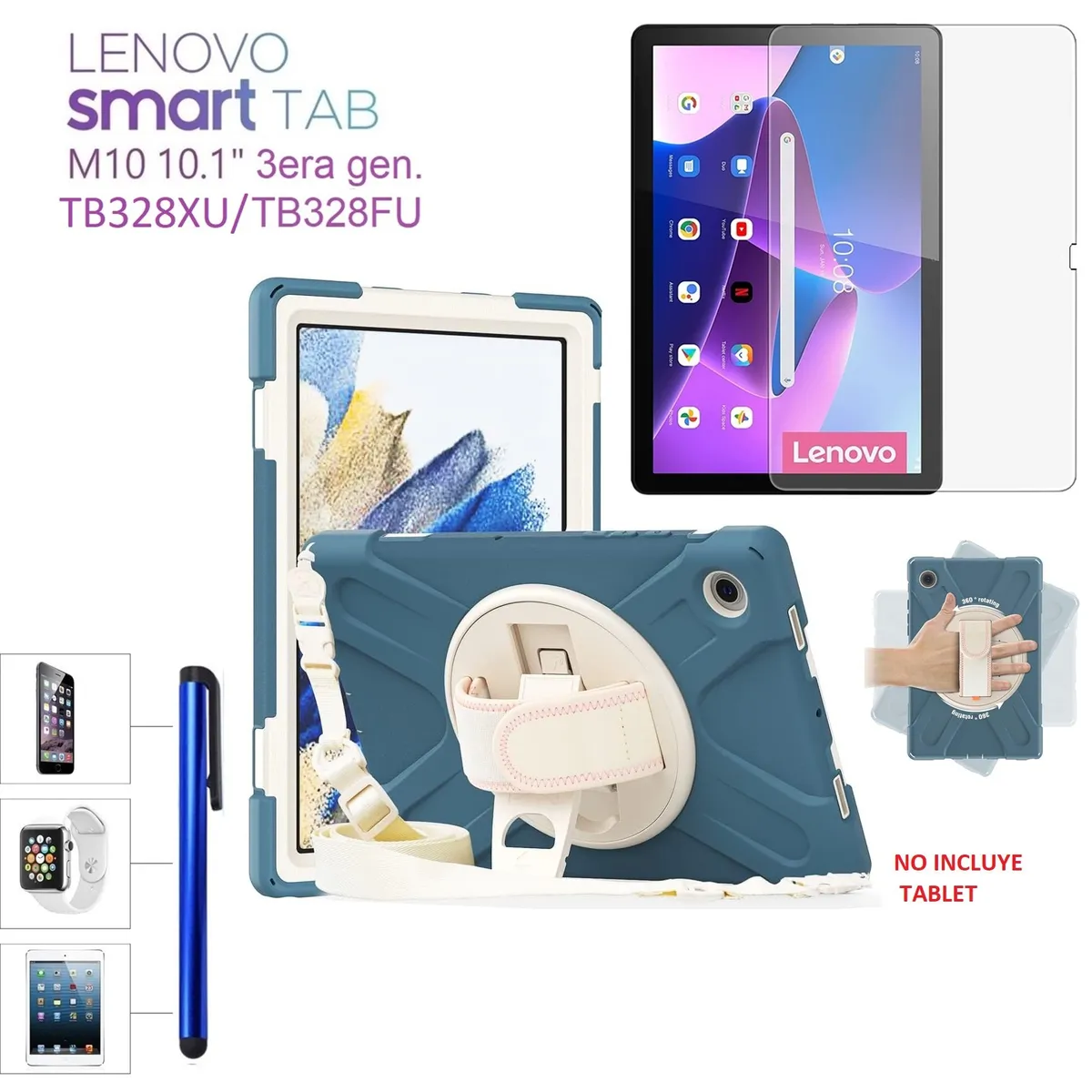 GENERICO - Funda + Mica + Lapiz para Lenovo M10 3era Gen 10.1 4G Lte TB328XU Case