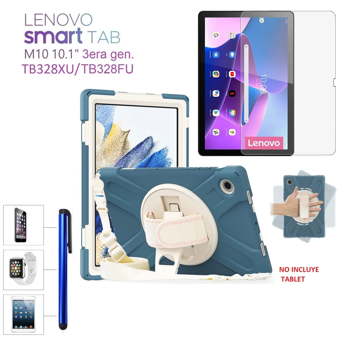 GENERICO - Funda + Mica + Lapiz para Lenovo M10 3era Gen 10.1 4G Lte TB328XU Case