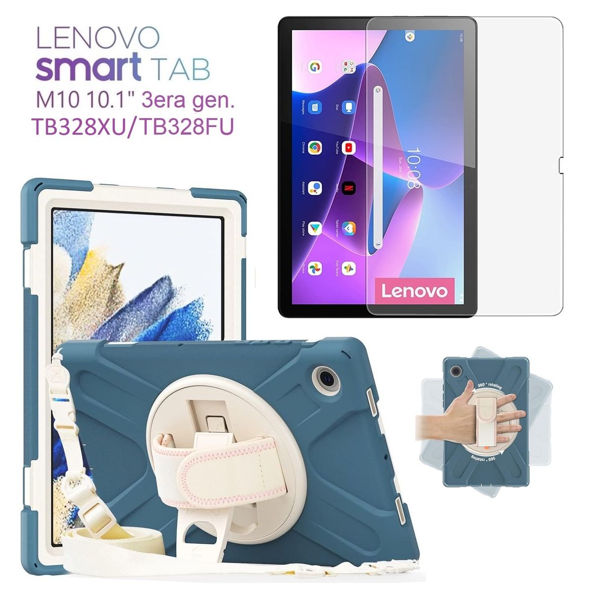 GENERICO - Funda Armor + Mica de Vidrio Lenovo M10 3era Gen 10.1 4G Lte TB328XU