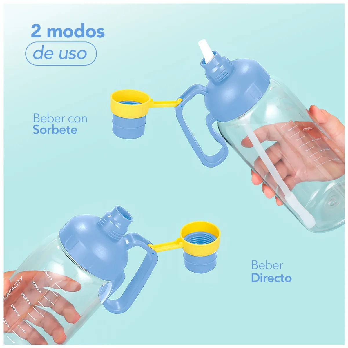 KELLER - Botella Tomatodo 1800 ML CL Y Vaso Mezclador con Tenedor RS