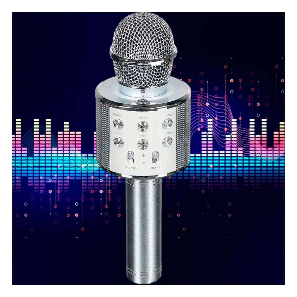 RYBIU IMPORT - Microfono Practico Compacto Bluetooth en Tono Plomo