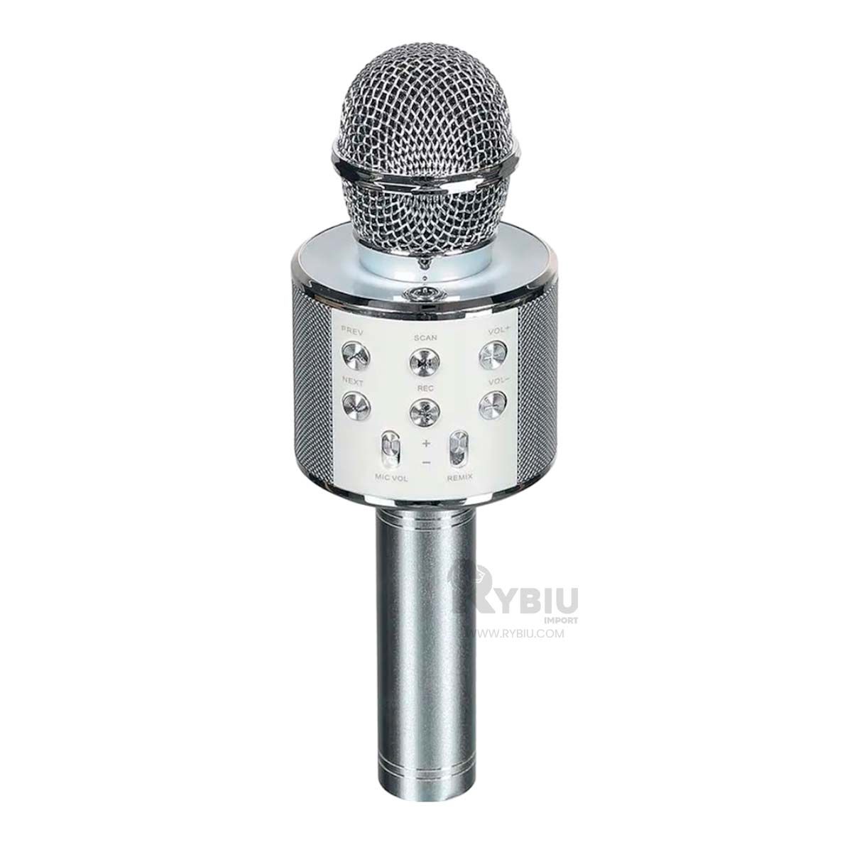 RYBIU IMPORT - Microfono Practico Compacto Bluetooth en Tono Plomo