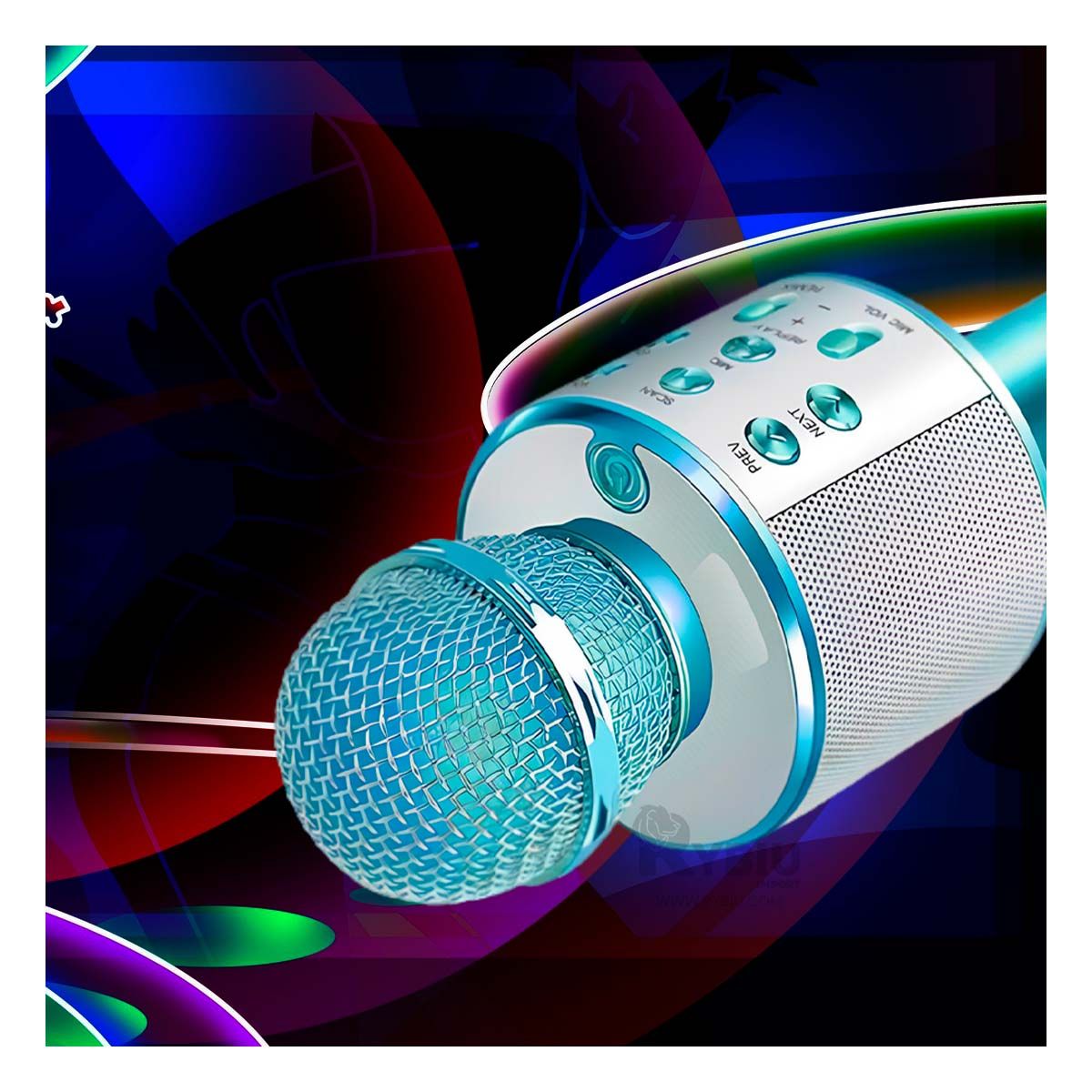 RYBIU IMPORT - Microfono Portatil con Bluetooth en Azul Y+Papel de Regalo