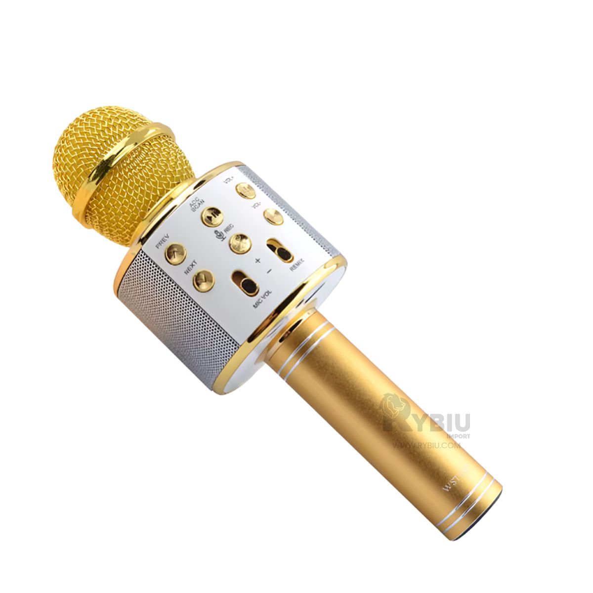 RYBIU IMPORT - Microfono Practico Compacto Bluetooth en Tono Dorado