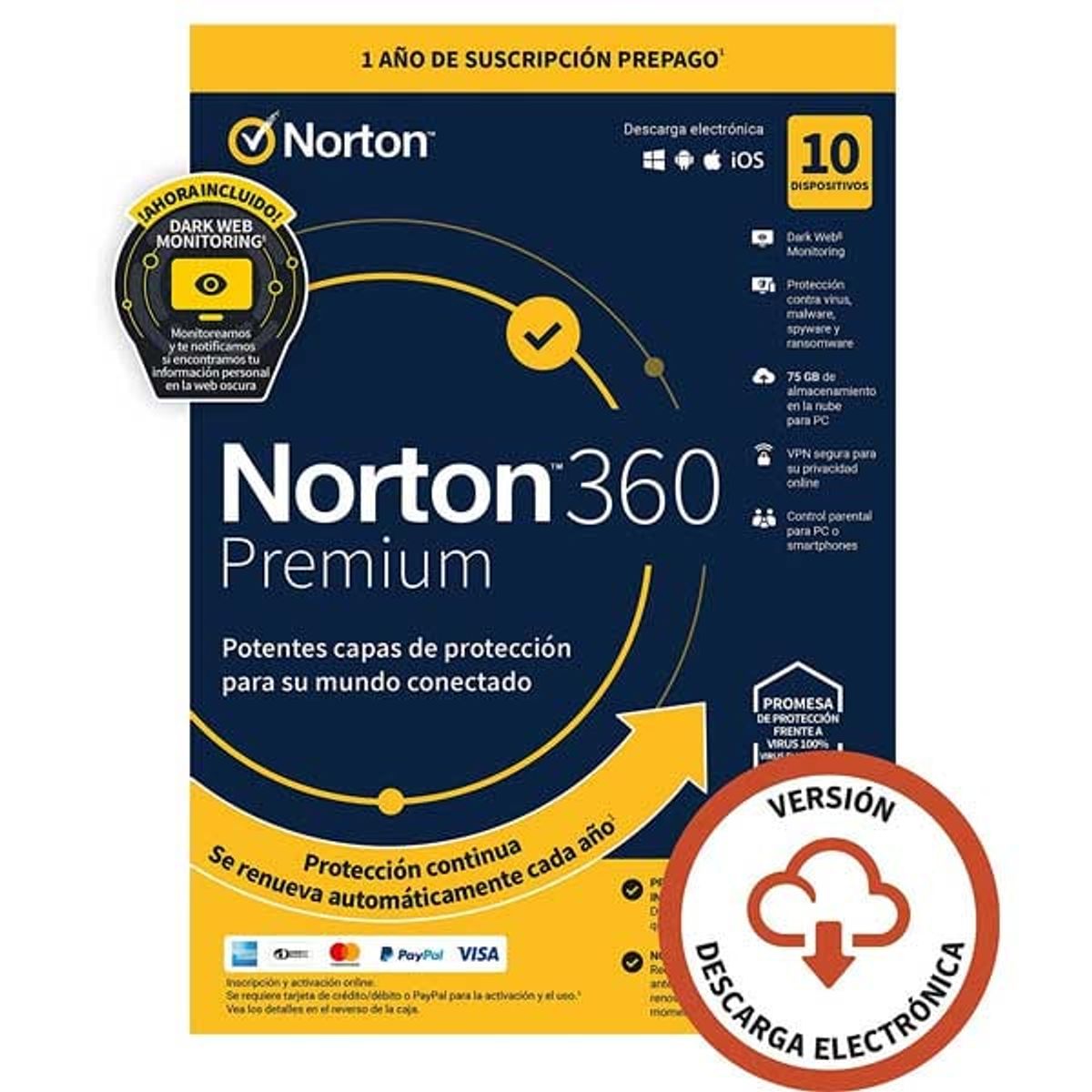 NORTON - Antivirus Norton 360 Premium 10 dispositivos 2 años