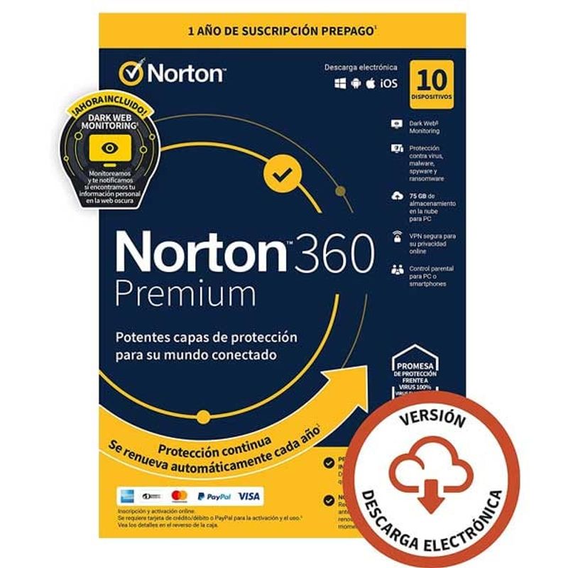NORTON - Antivirus Norton 360 Premium 10 dispositivos 2 años
