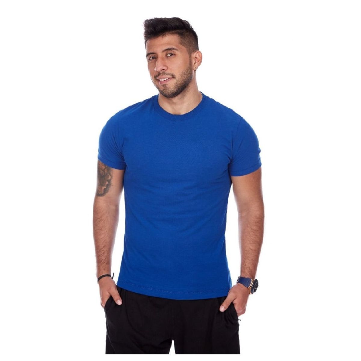 OTTOWARE - Polo Básico para Hombre Cuello Redondo azul electrico