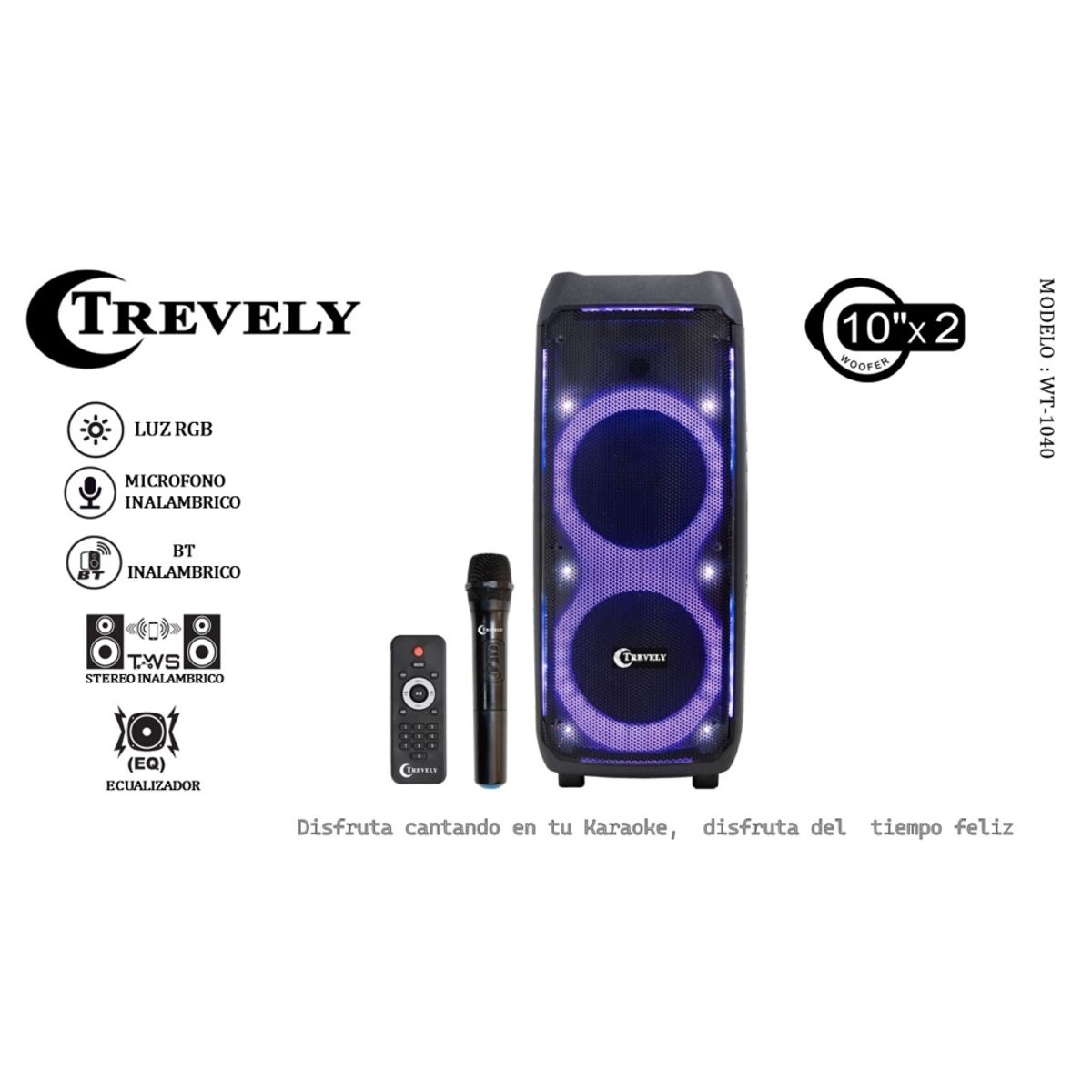 TREVELY - Parlante Portatil Bluetooth TREVELY WT-1040 - 500W