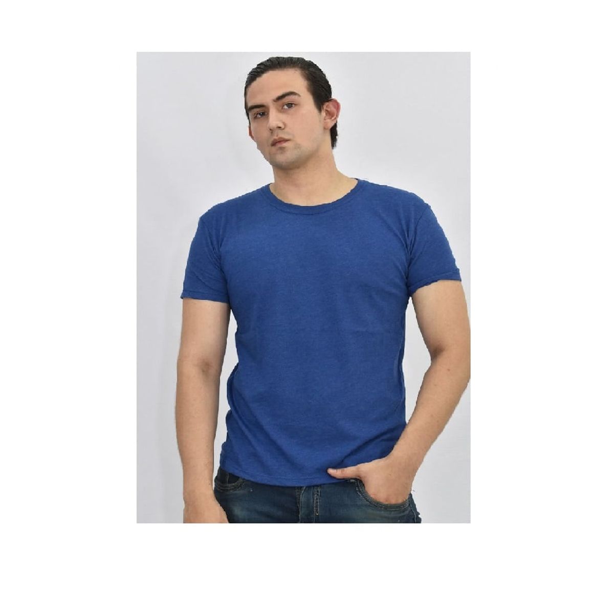 OTTOWARE - Polo Básico para Hombre Cuello Redondo Azul