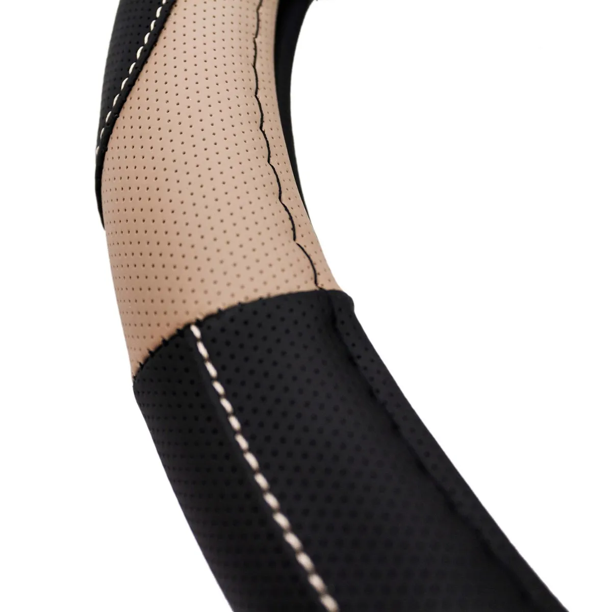 MOMO - CUBRE VOLANTE NEGRO-BEIGE CUERO MOMO