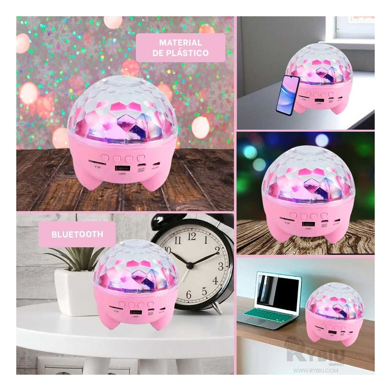 RYBIU IMPORT - Bocina con Bluetooth Tono Rosado Y+Banderitas Adhesivas