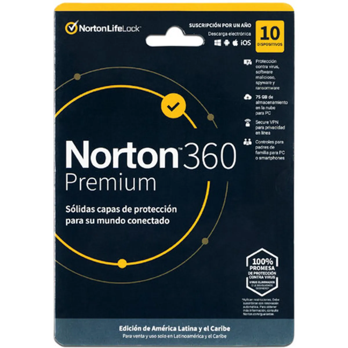 NORTON - Antivirus Norton 360 Premium 10 dispositivos 3 años