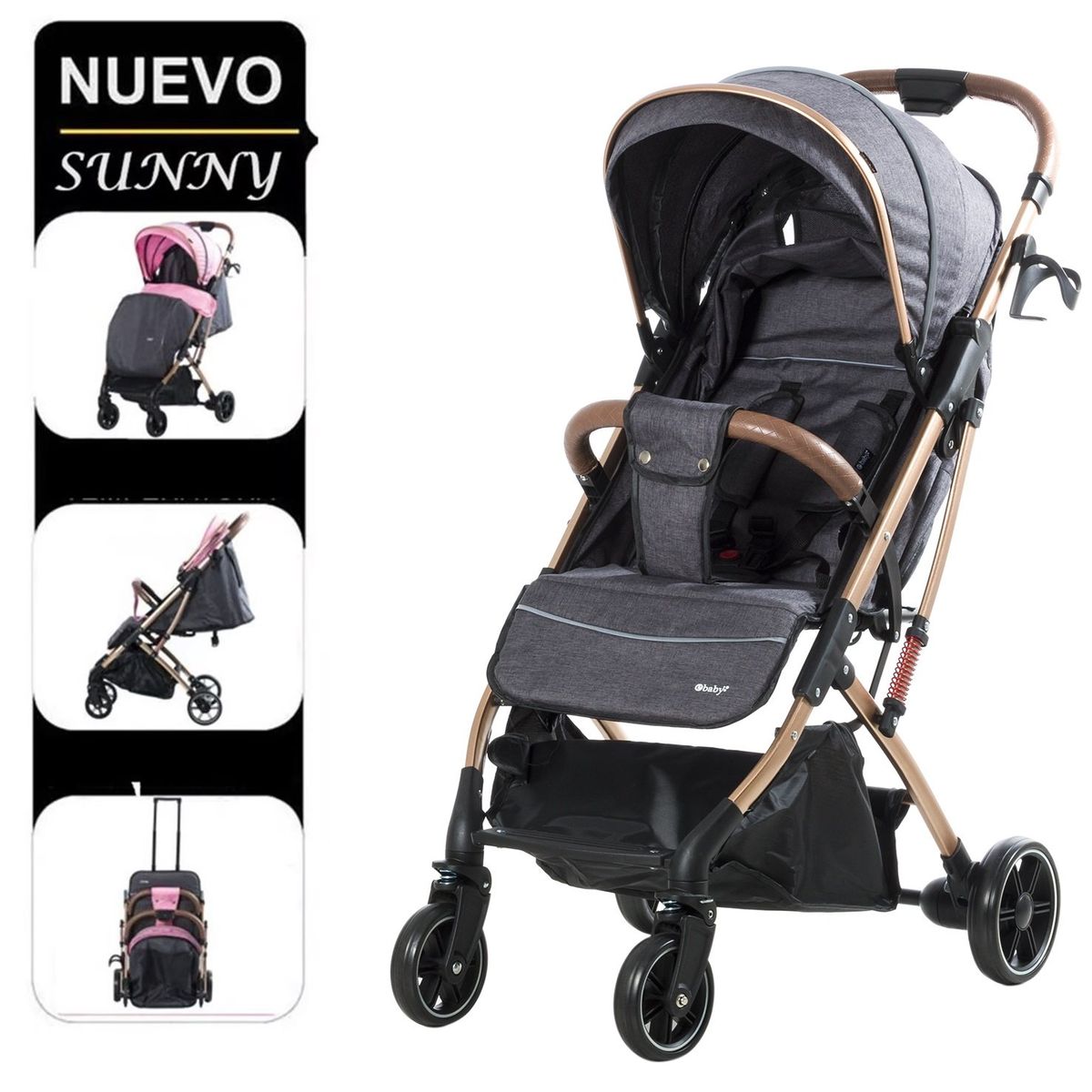 EBABY - Coche Ebaby Maleta Sunny EB124 de Acero Gris oscuro