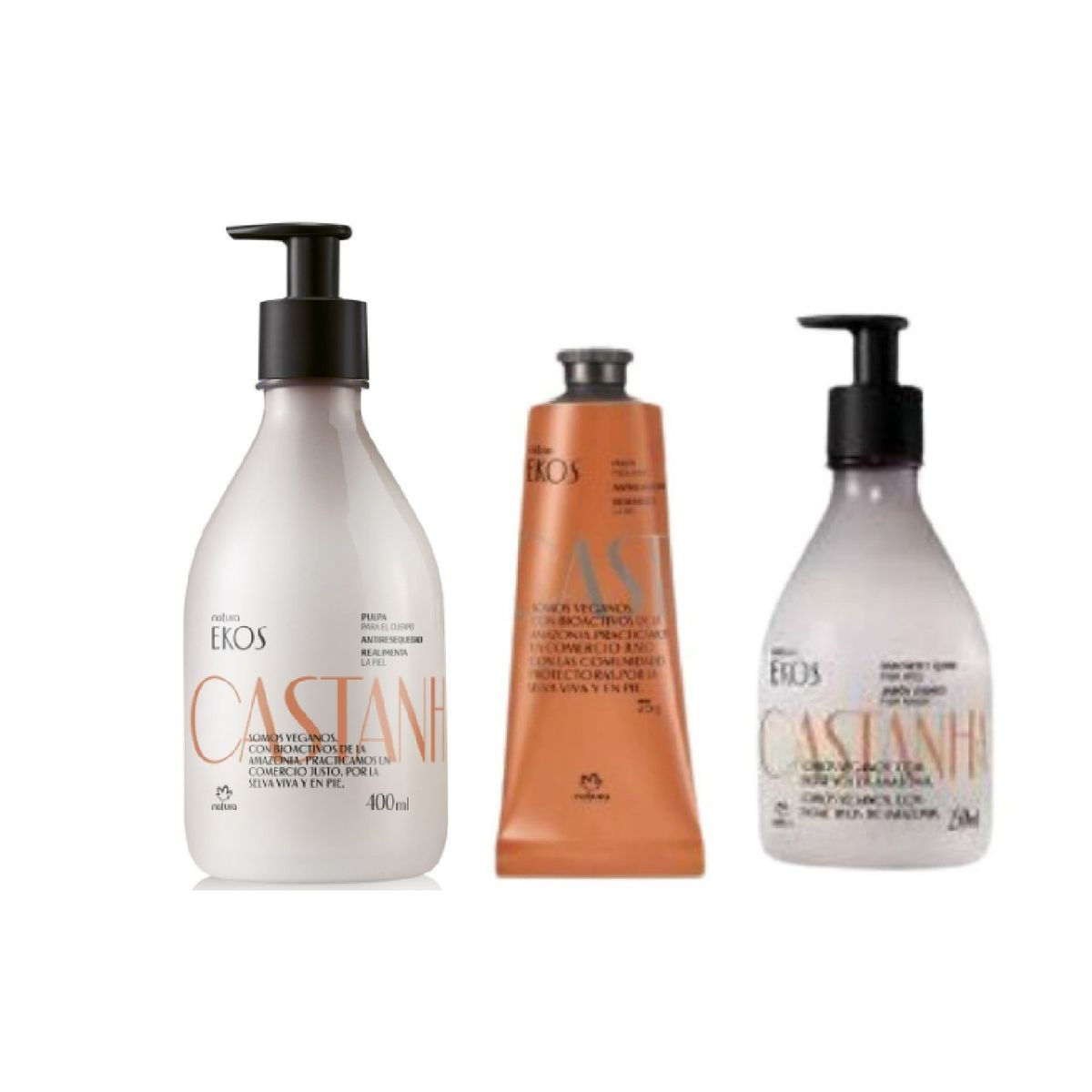 NATURA - Kit Ekos castaña Natura 3 pzas pulpa corporal, de mano y jab