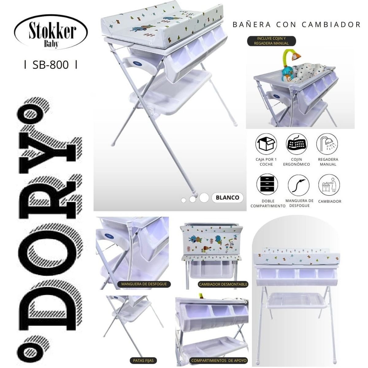 STOKKER BABY - BAÑERA CAMBIADOR DORY CON COJIN Y REGADORA