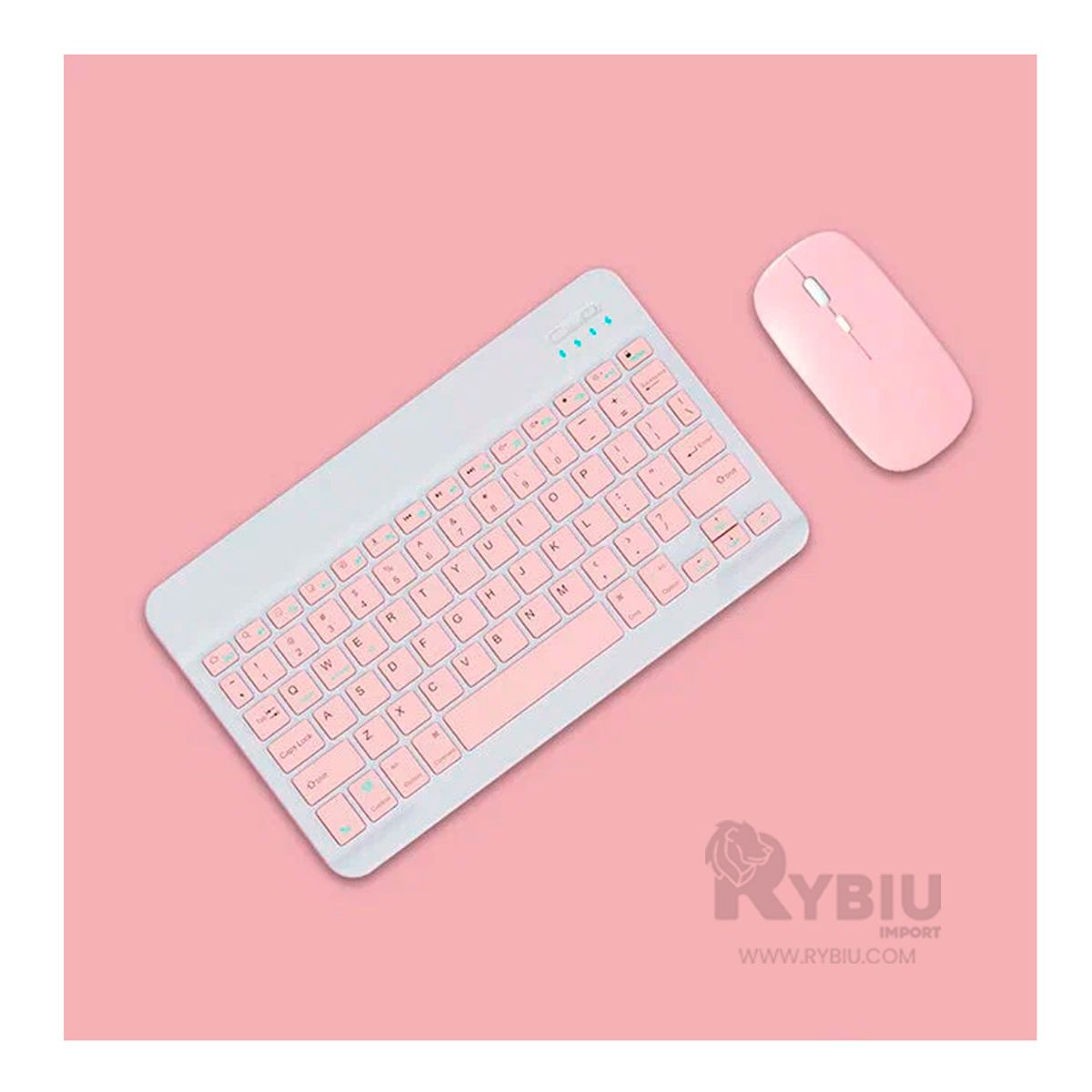 RYBIU IMPORT - Kit de Teclado y Mouse Bluetooth en Color Rosado
