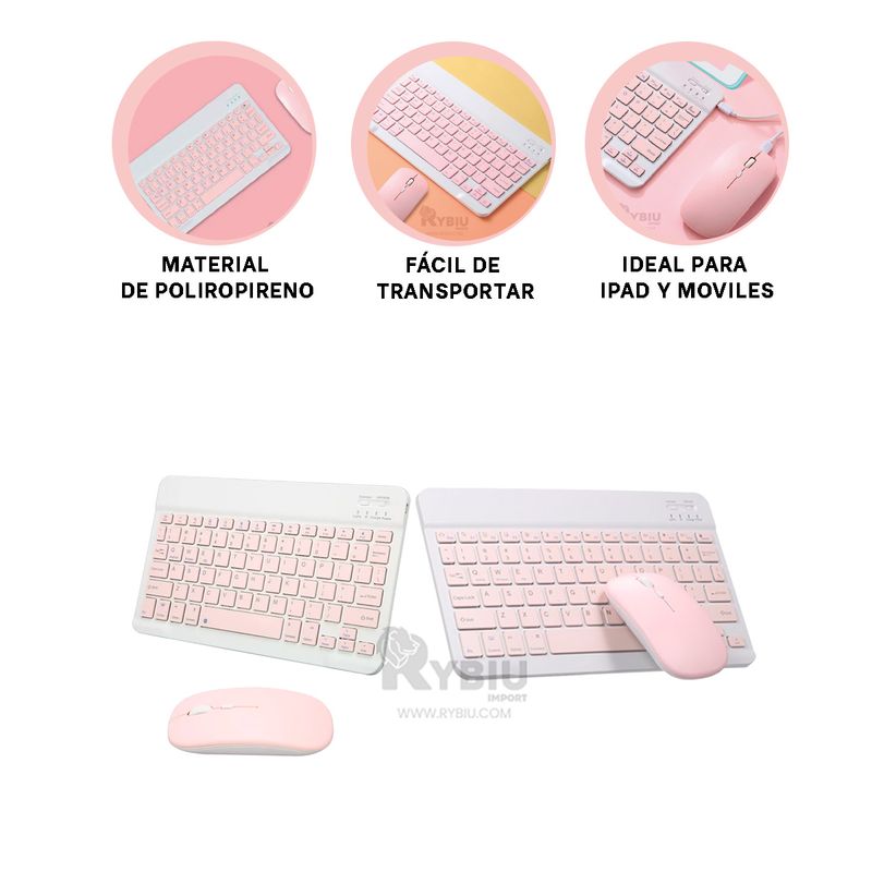 RYBIU IMPORT - Set Ergonómico para PC Color Rosado Y+Envoltorio de Regalo