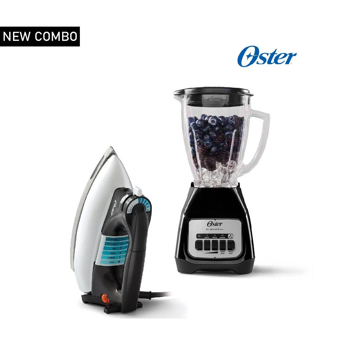 OSTER - Combo OSTER Licuadora BLSTKAGBPB y Plancha Clásica