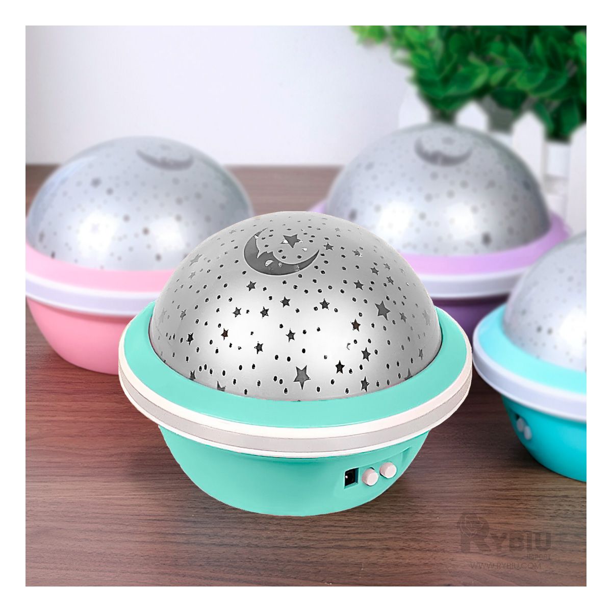 RYBIU IMPORT - Proyector Divertido y Giratorio Verde Agua Y+Papel de Regalo