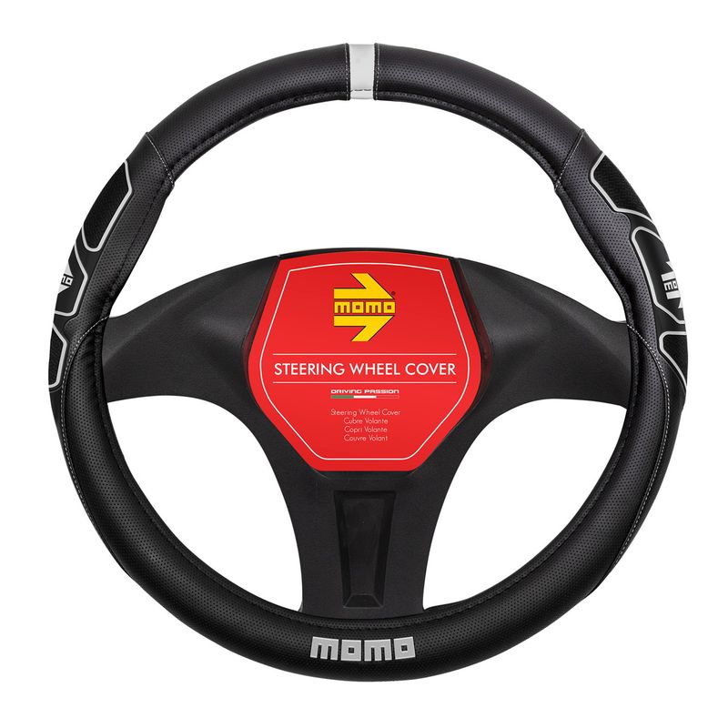 MOMO - CUBRE VOLANTE NEGRO-BLANCO MOMO
