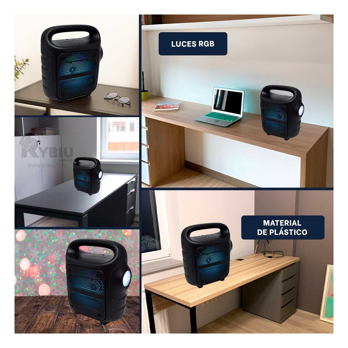 RYBIU IMPORT - Altavoz Funcional con Linterna Negro Y+Regalo Stickers