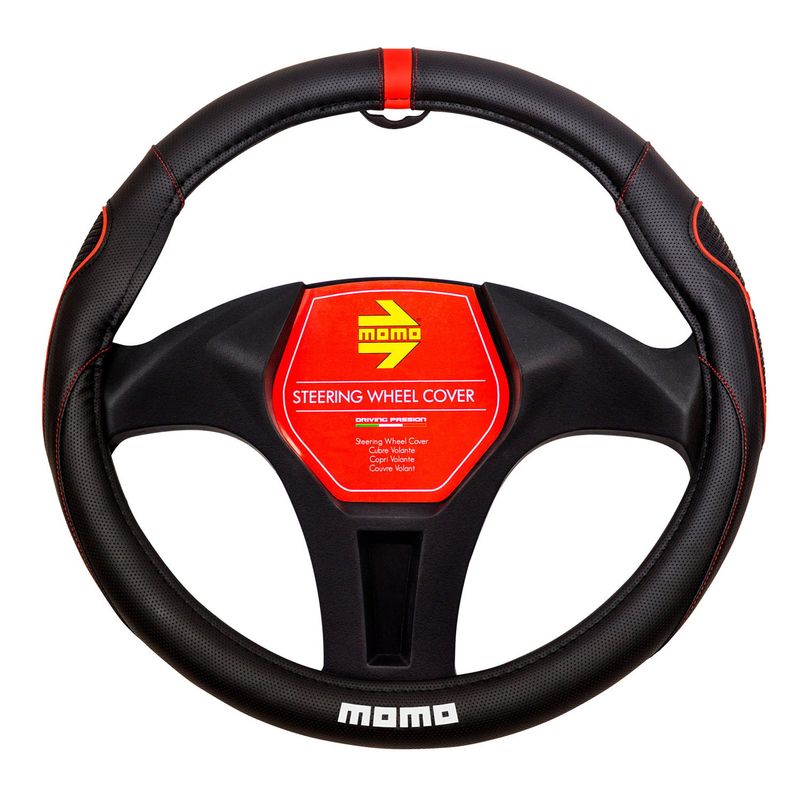 MOMO - CUBRE VOLANTE NEGRO-ROJO MOMO