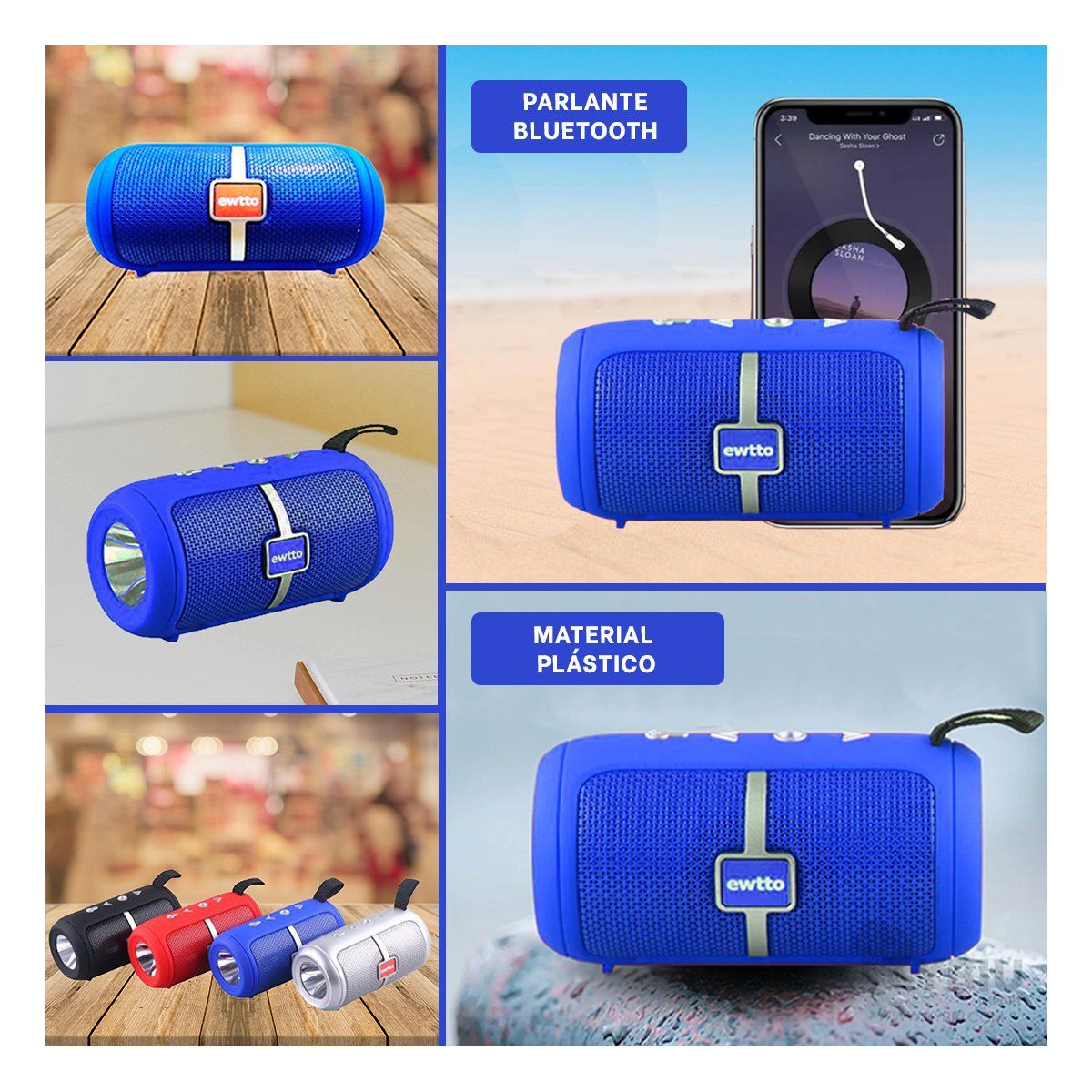 RYBIU IMPORT - Altavoz Inteligente y Eficiente Azul Y+Envoltorio de Regalo