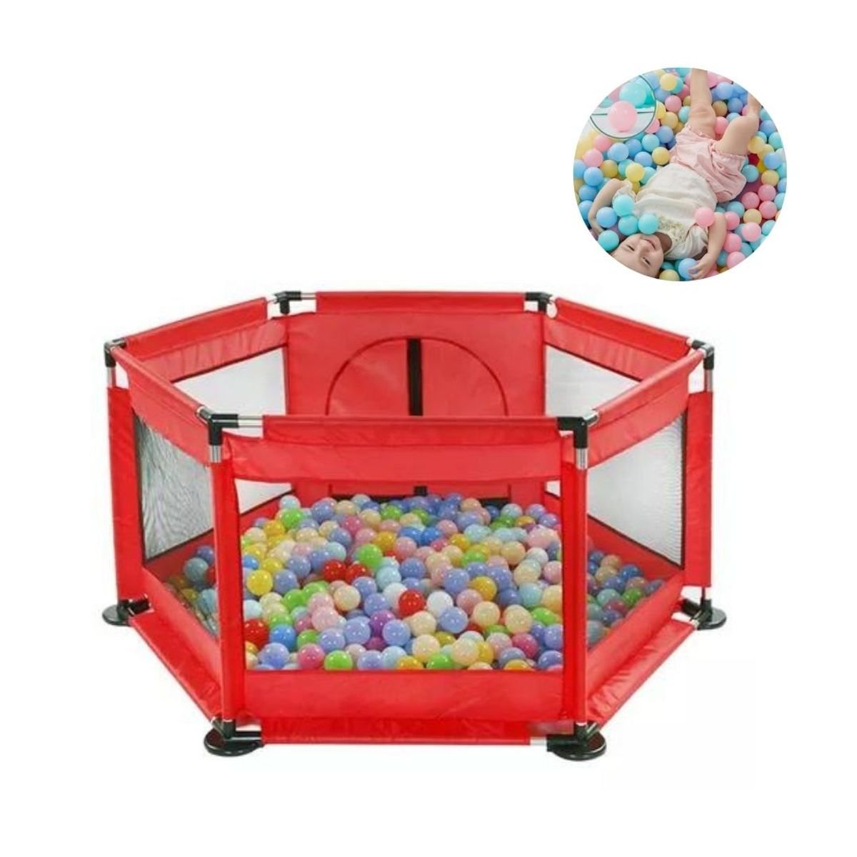 GENERICO - Corral Infantil Hexagonal De Juegos +100 Pelotas Para Niño