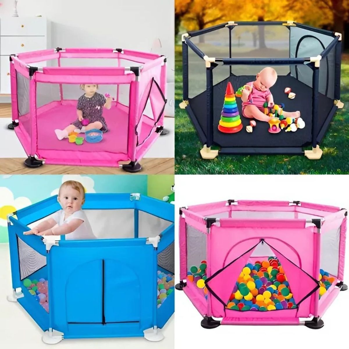 GENERICO - Corral Infantil Hexagonal De Juegos +100 Pelotas Para Niño