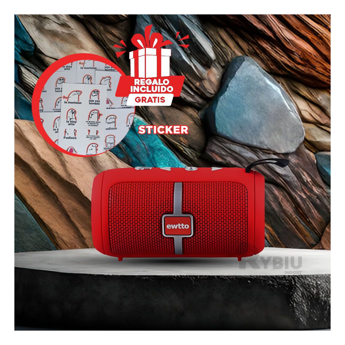 RYBIU IMPORT - Altavoz Inteligente y Eficiente Rojo Y+Envoltorio de Regalo