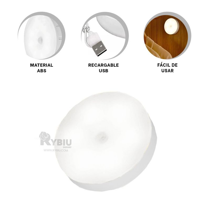 RYBIU IMPORT - Bombilla Circular en Blanco Y+Regalo Ligas para Peinar