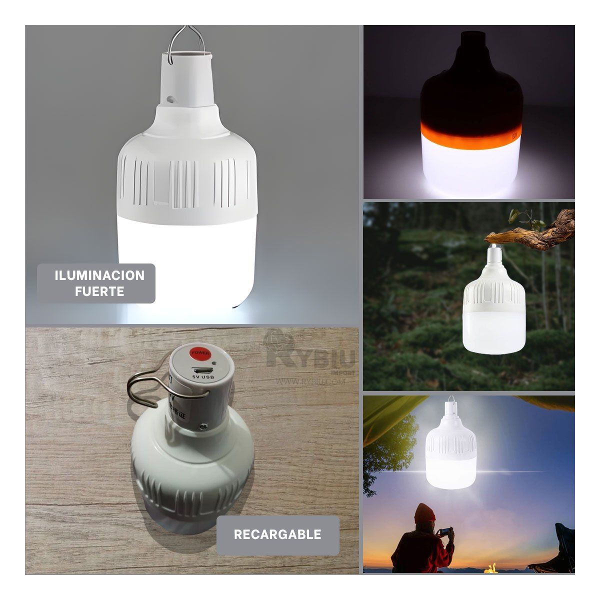 RYBIU IMPORT - Bombilla Sostenible y Recargable en LED Y+Post-it Adhesivos