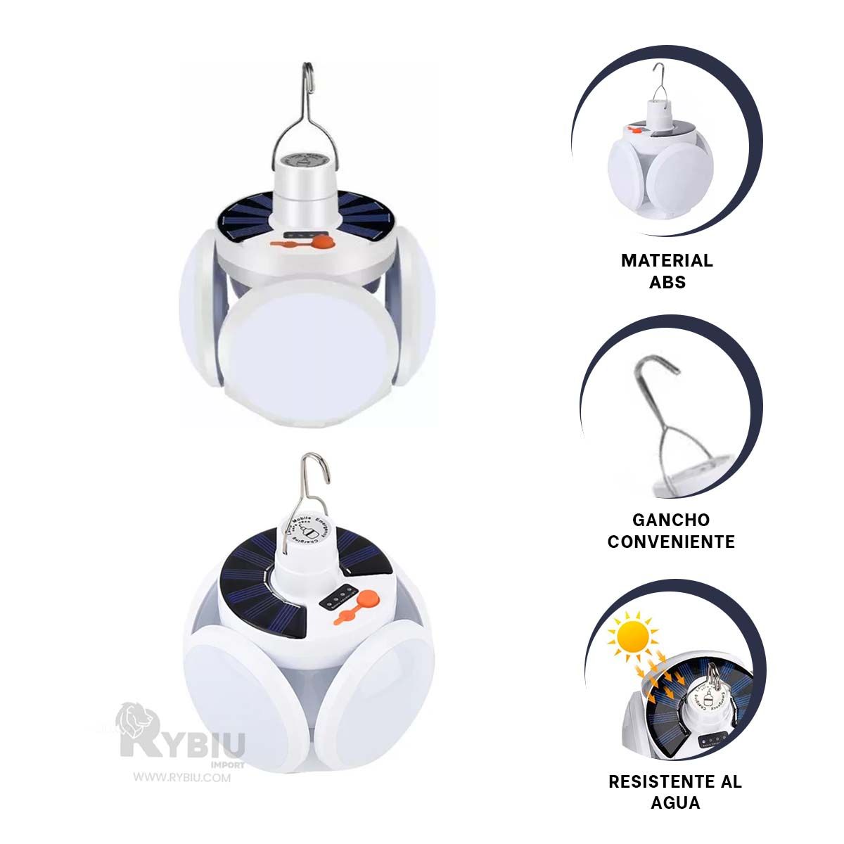 RYBIU IMPORT - Lampara para Acampar con Panel Solar Y+Regalo Agendita