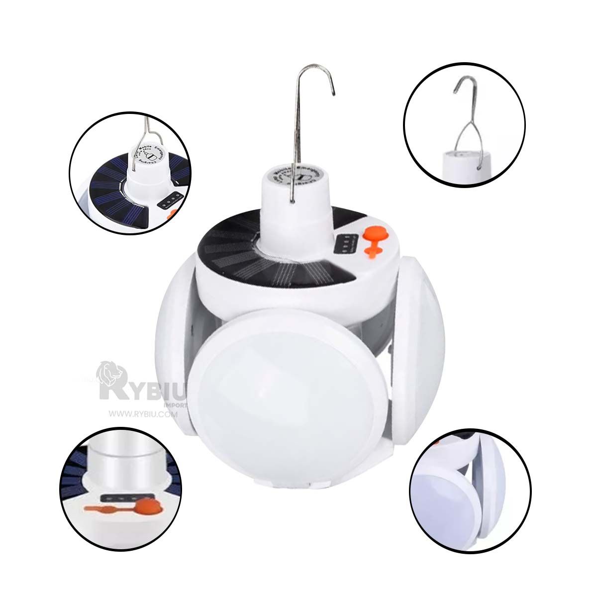 RYBIU IMPORT - Lampara para Acampar con Panel Solar Y+Regalo Agendita