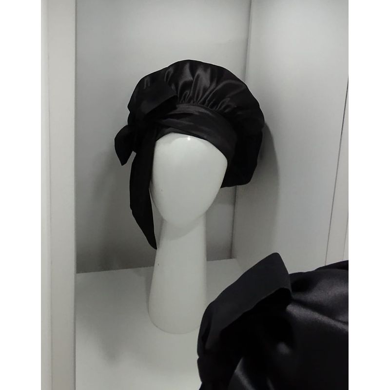 GENERICO - GORRO PARA DORMIR DE SEDA NEGRO SIN ELASTICO
