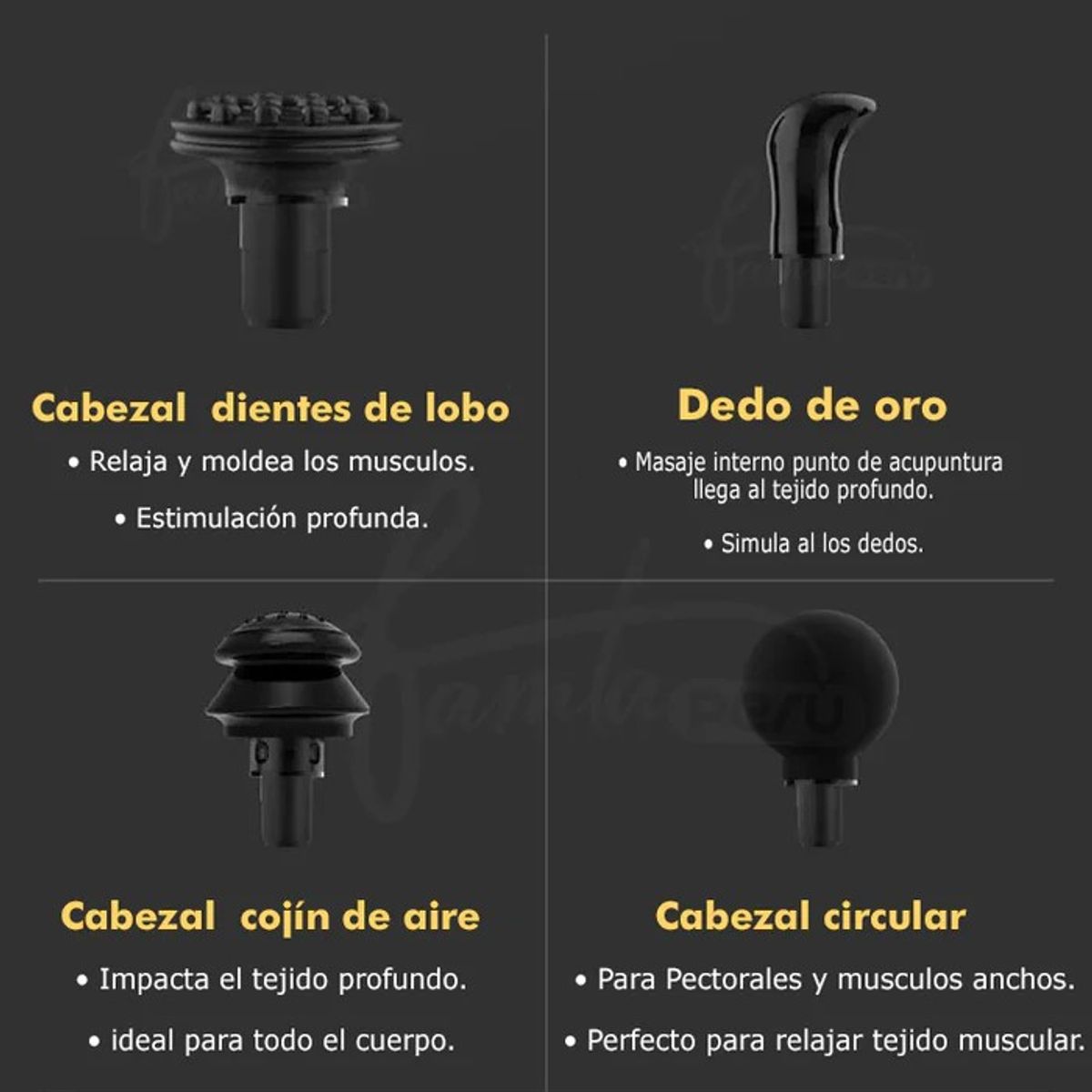 GENERICO - Masajeador Fascial Gun de Masaje Terapia 8 Cabezales