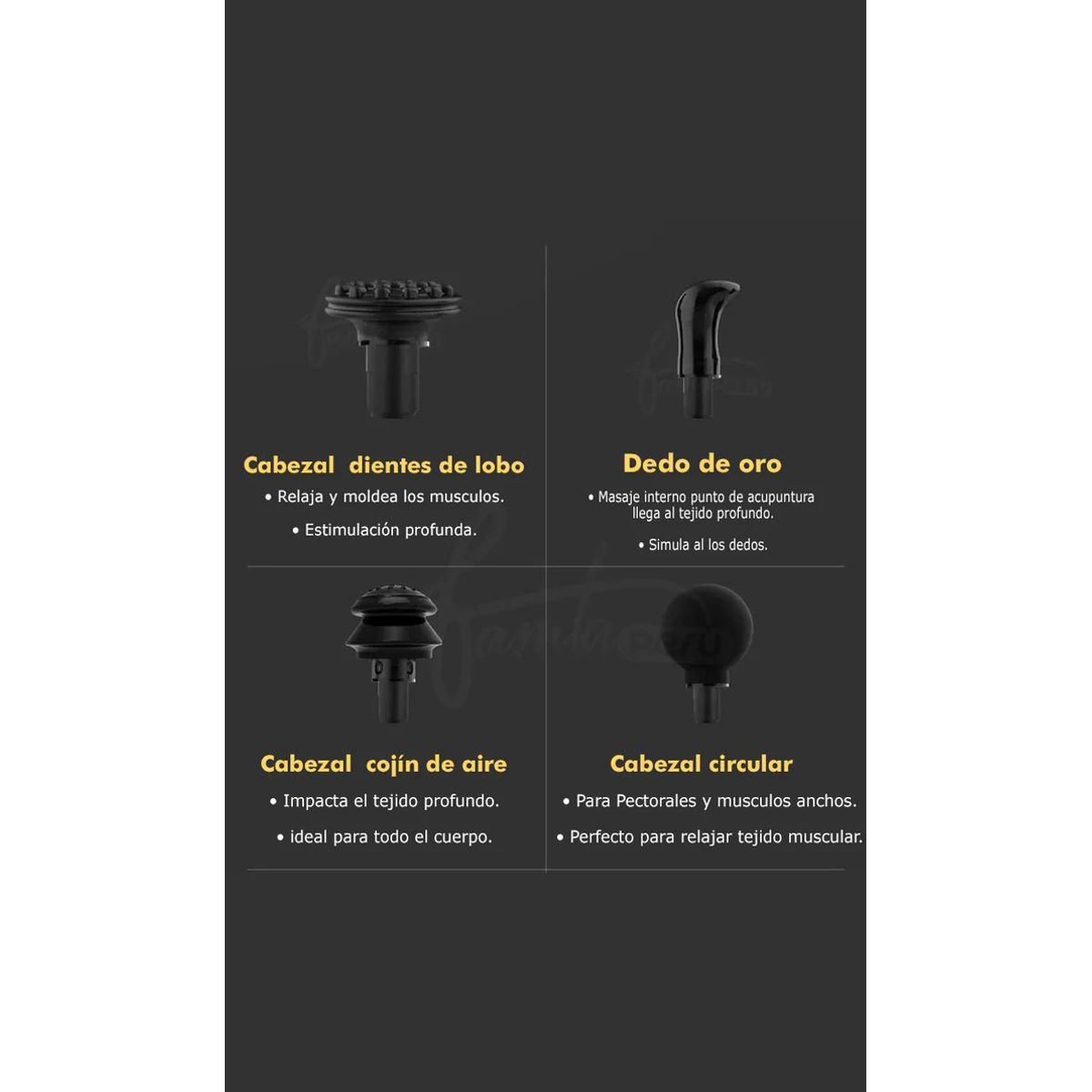 GENERICO - Masajeador Fascial Gun de Masaje Terapia 8 Cabezales