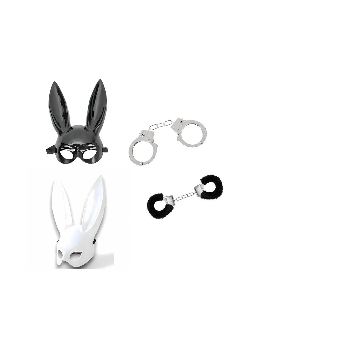 GENERICO - Pack Antifaz Coneja Black and White con Esposas