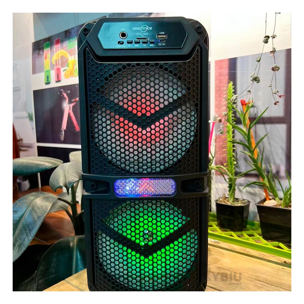 RYBIU IMPORT - Parlante Innovador y Util GTS-1620 Negro Y+Papel de Regalo