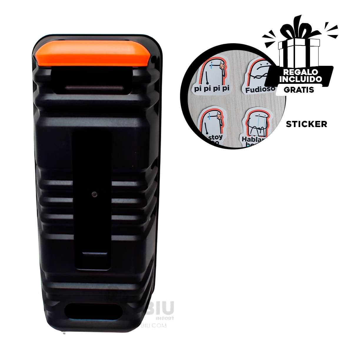 RYBIU IMPORT - Bocina Funcional GTS-1620 en Negro Y+Banderitas Adhesivas