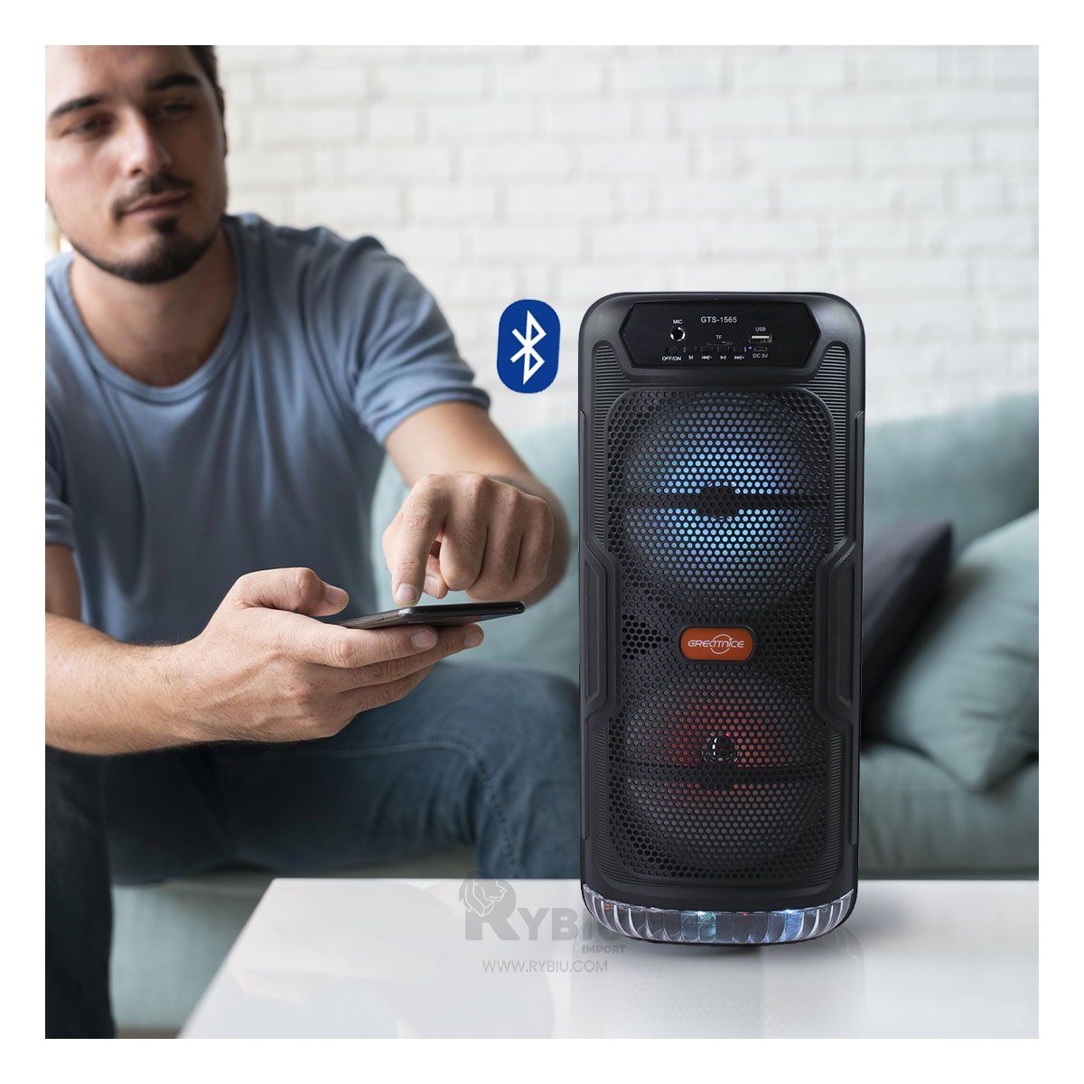 RYBIU IMPORT - Parlante Innovador y Util GTS-1565 Negro Y+Papel de Regalo