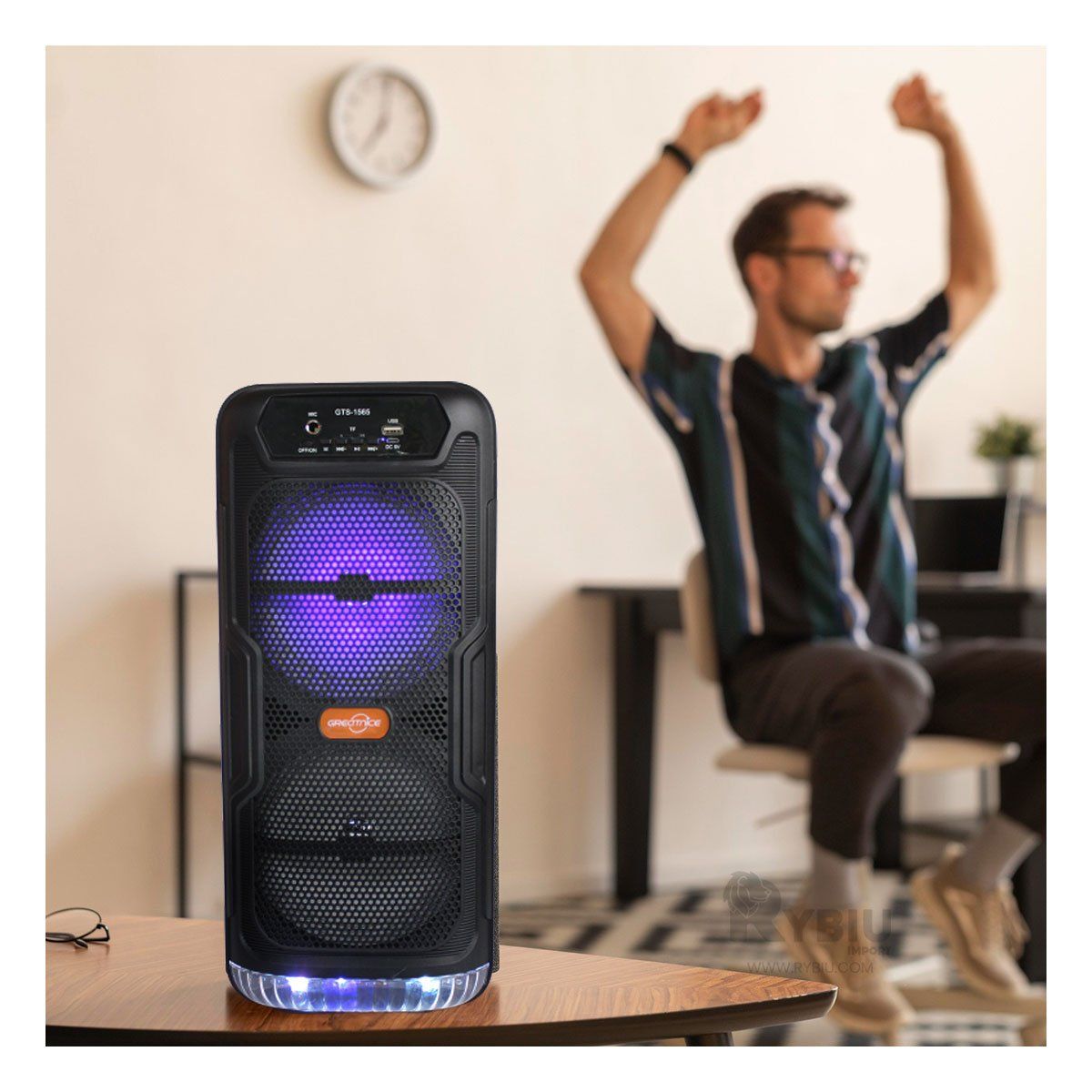 RYBIU IMPORT - Parlante de Potente Alcance GTS-1565 Negro Y+Regalo Agendita