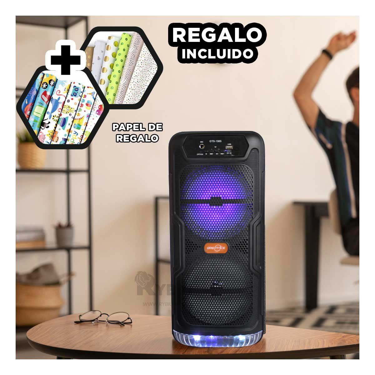 RYBIU IMPORT - Bocina con Conexion BT GTS-1565 Negro Y+Post-it Adhesivos